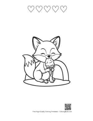 Thumbnail: Cute Red Fox Printable and 5 Heart Outline