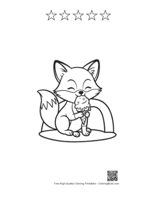 Thumbnail: Cute Red Fox Printable and 5 Star Outline