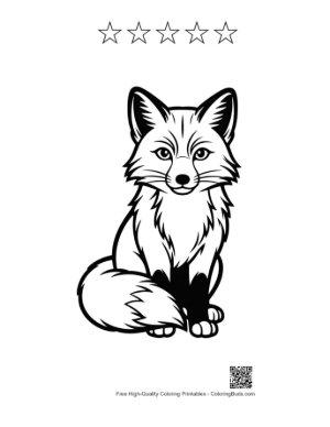 Thumbnail: Cute Red Fox Sitting Playfully Printable and 5 Star Outline