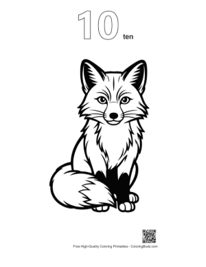 Thumbnail: Cute Red Fox Sitting Playfully Printable Outline Number 10