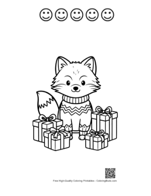Thumbnail: Easy Arctic Fox Coloring Page Printable and 5 Happy Face Outline