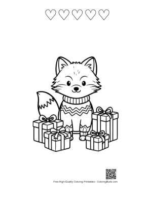 Thumbnail: Easy Arctic Fox Coloring Page Printable and 5 Heart Outline