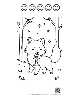 Thumbnail: Free Arctic Fox Coloring Page Printable and 5 Happy Face Outline