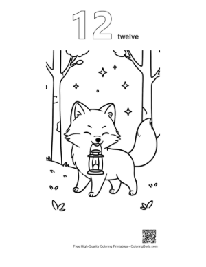 Thumbnail: Free Arctic Fox Coloring Page Printable Outline Number 12