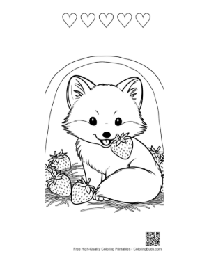 Thumbnail: Free Arctic Fox to Color Printable and 5 Heart Outline