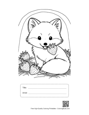 Thumbnail: Free Arctic Fox to Color Printable with Title and Artist Box