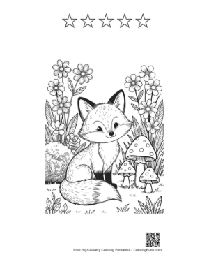 Thumbnail: Free Red Fox Coloring Page Printable and 5 Star Outline