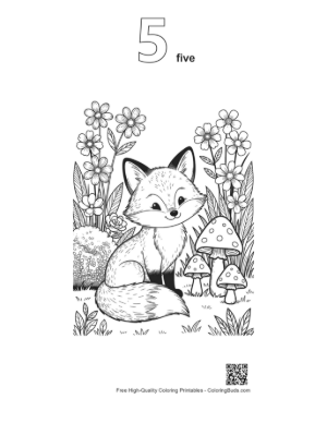 Thumbnail: Free Red Fox Coloring Page Printable Outline Number 5