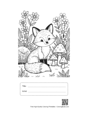 Thumbnail: Free Red Fox Coloring Page Printable with Title and Artist Box