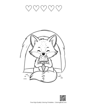 Thumbnail: Free Red Fox for Kids Printable and 5 Heart Outline