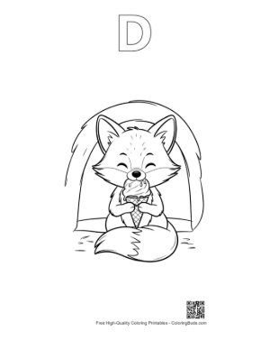 Thumbnail: Free Red Fox for Kids Printable Outline Alphabet D