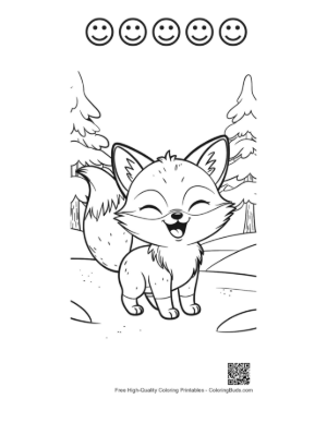 Thumbnail: Free Red Fox to Color Printable and 5 Happy Face Outline