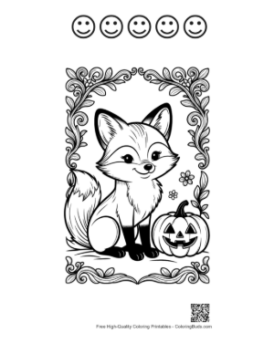 Thumbnail: Free Red Fox to Color Printable and 5 Happy Face Outline