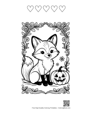 Thumbnail: Free Red Fox to Color Printable and 5 Heart Outline