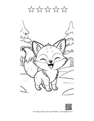 Thumbnail: Free Red Fox to Color Printable and 5 Star Outline