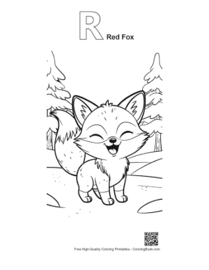 Thumbnail: Free Red Fox to Color Printable Outline Alphabet R Red Fox