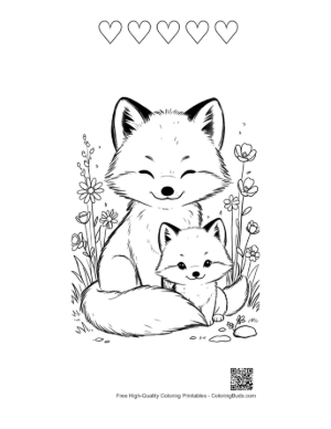 Thumbnail: Little Arctic Fox Explorer with a Backpack in the Snow Printable and 5 Heart Outline