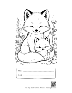 Thumbnail: Little Arctic Fox Explorer with a Backpack in the Snow Printable with Title and Artist Box