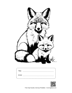Thumbnail: Mother Red Fox and Kit Sitting Together Printable with Title and Artist Box