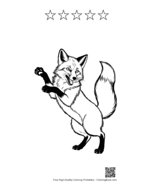 Thumbnail: Playful Red Fox Rearing Up Printable and 5 Star Outline
