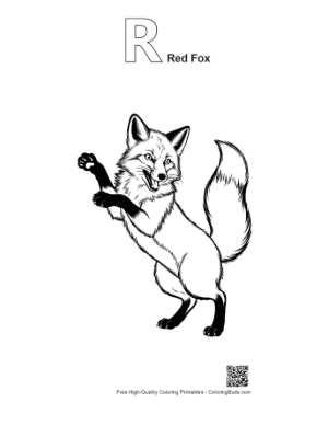 Thumbnail: Playful Red Fox Rearing Up Printable Outline Alphabet R Red Fox