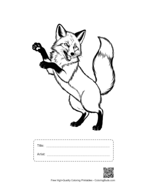 Thumbnail: Playful Red Fox Rearing Up Printable with Title and Artist Box