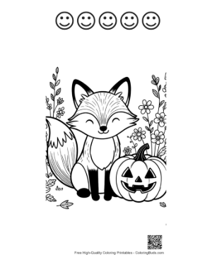 Thumbnail: Red Fox Coloring Page Printable and 5 Happy Face Outline