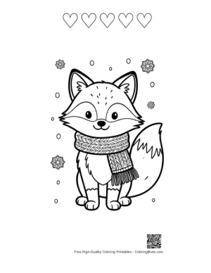 Thumbnail: Red Fox Coloring Sheet Printable and 5 Heart Outline