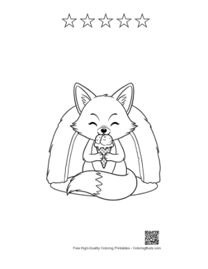 Thumbnail: Red Fox in a Small Vehicle Driving on a Path Printable and 5 Star Outline