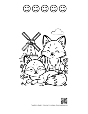 Thumbnail: Red Fox Printable and 5 Happy Face Outline