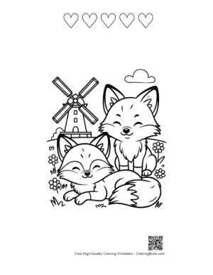 Thumbnail: Red Fox Printable and 5 Heart Outline