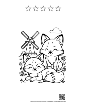 Thumbnail: Red Fox Printable and 5 Star Outline