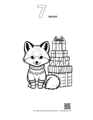 Thumbnail: Small Arctic Fox Wearing a Flower Tiara in the Cold Printable Outline Number 7