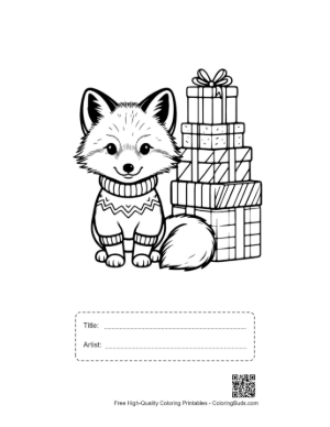 Thumbnail: Small Arctic Fox Wearing a Flower Tiara in the Cold Printable with Title and Artist Box