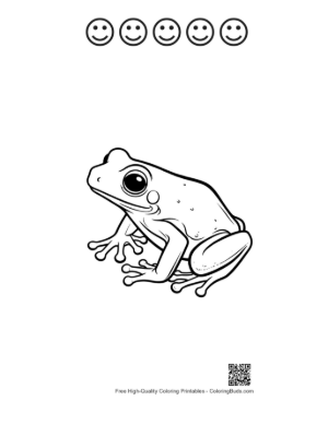 Thumbnail: Adorable Tree Frog Illustration Printable and 5 Happy Face Outline