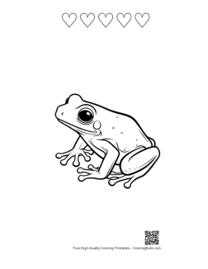 Thumbnail: Adorable Tree Frog Illustration Printable and 5 Heart Outline