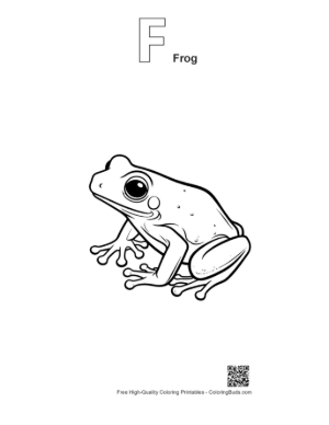 Thumbnail: Adorable Tree Frog Illustration Printable Outline Alphabet F Frog
