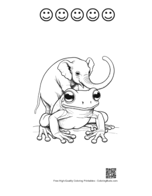 Thumbnail: Baby Elephant Riding Tree Frog Printable and 5 Happy Face Outline