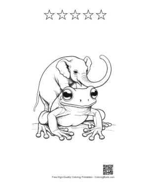 Thumbnail: Baby Elephant Riding Tree Frog Printable and 5 Star Outline