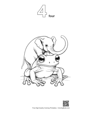 Thumbnail: Baby Elephant Riding Tree Frog Printable Outline Number 4