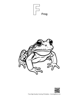 Thumbnail: Bold Bullfrog Illustration Printable Outline Alphabet F Frog