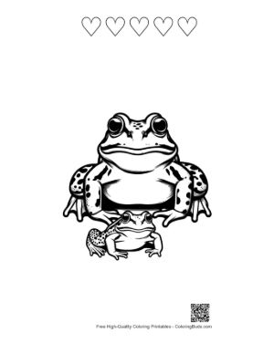 Thumbnail: Bullfrog and Calf Illustration Printable and 5 Heart Outline