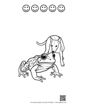 Thumbnail: Bullfrog and Curious Dog Encounter Printable and 5 Happy Face Outline