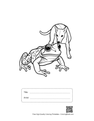 Thumbnail: Bullfrog and Curious Dog Encounter Printable with Title and Artist Box