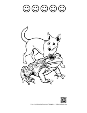 Thumbnail: Bullfrog and Puppy Embrace Printable and 5 Happy Face Outline
