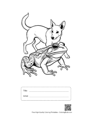 Thumbnail: Bullfrog and Puppy Embrace Printable with Title and Artist Box