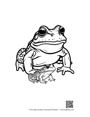 Thumbnail: Bullfrog and Tadpole Line Art