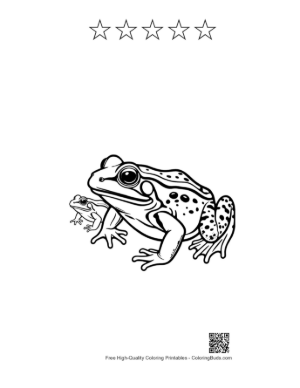 Thumbnail: Bullfrog and Tadpole Line Art Printable and 5 Star Outline