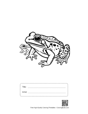 Thumbnail: Bullfrog and Tadpole Line Art Printable with Title and Artist Box