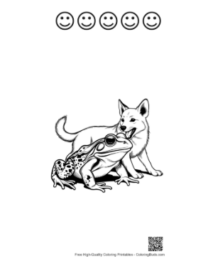 Thumbnail: Bullfrog and White Wolf Friendship Printable and 5 Happy Face Outline